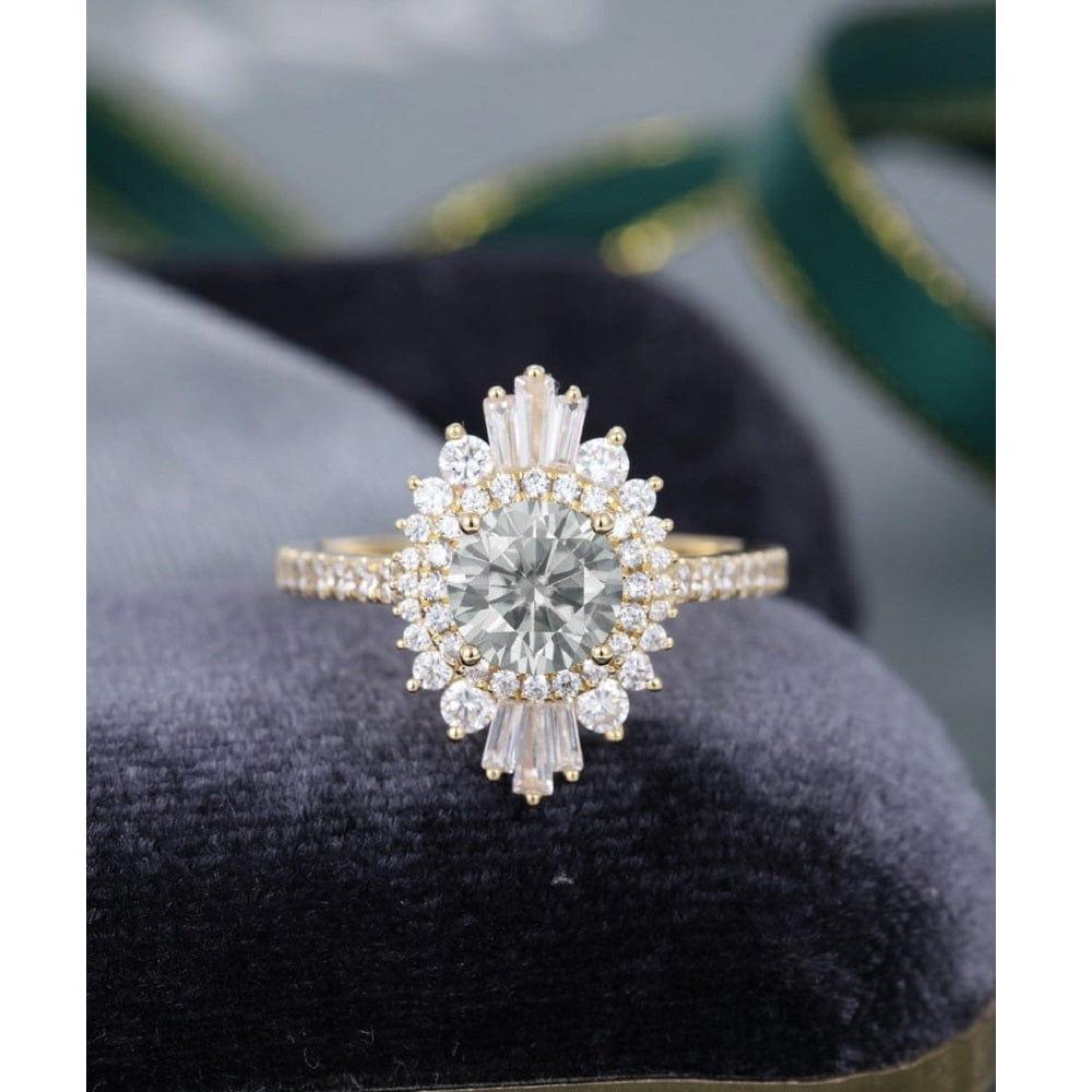 1.00CT Gray Moissanite Halo Set Engagement Ring Art Deco Bridal Gifts For Women - JBR Jeweler