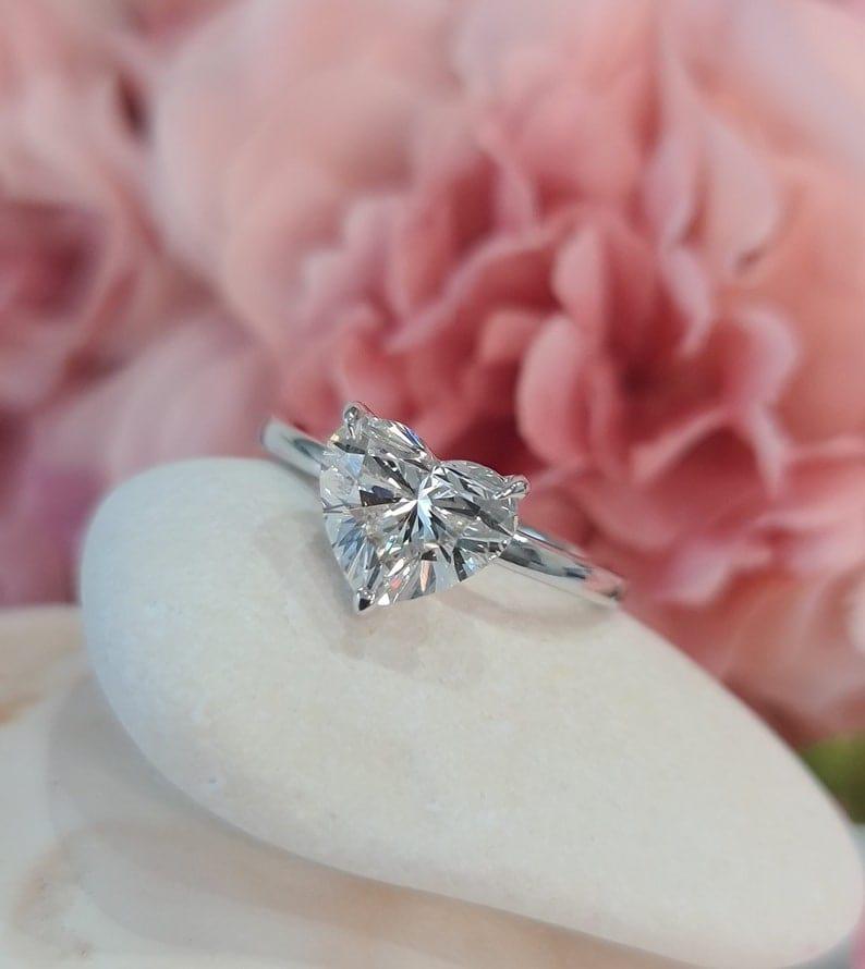 1.00Ct Heart Cut Lab Grown-CVD Diamond Engagement Ring - JBR Jeweler