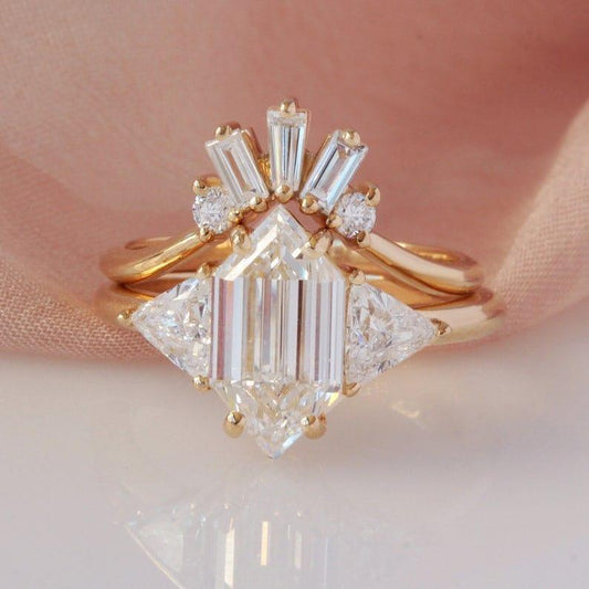 1.00Ct Hexagon Lab Diamond Engagement Ring With Matching Band Set - JBR Jeweler