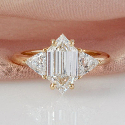 1.00Ct Hexagon Lab Grown-CVD Diamond Engagement Ring - JBR Jeweler