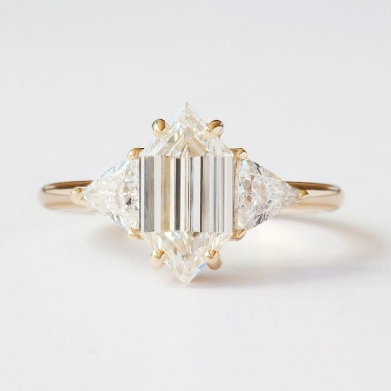 1.00Ct Hexagon Lab Grown-CVD Diamond Engagement Ring - JBR Jeweler