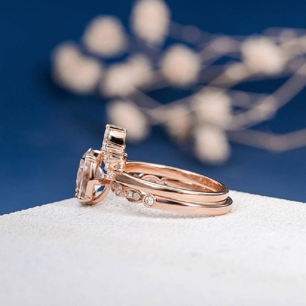 1.00CT Oval Cut Gold Art Deco Bridal Wedding Moissanite Ring - JBR Jeweler