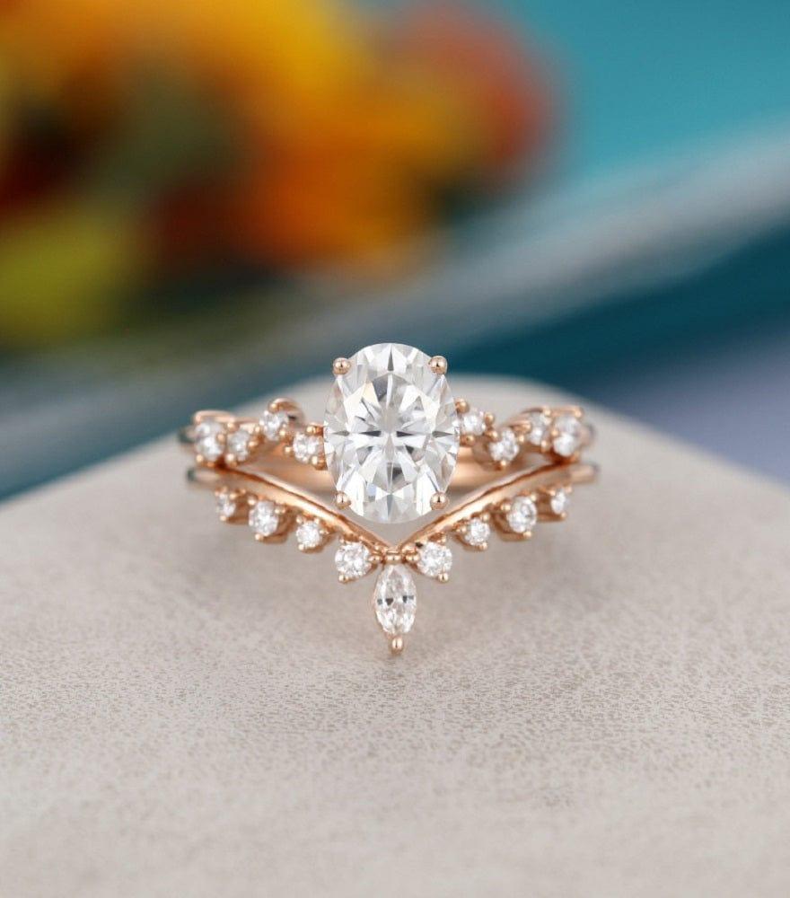 Golden 3.93 CT Oval Cut Moissanite Engagement Ring at Rs 29363 in Surat