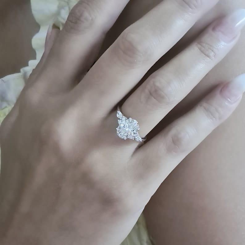 1.00Ct Oval Lab Diamond Engagement Ring With Enhancer Matching Eternity Bridal Set - JBR Jeweler