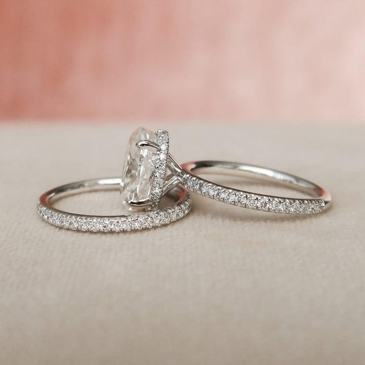 1.00CT Oval Lab-Grown Diamond Classic Bridal Set With Wedding Band(2Pcs) - JBR Jeweler