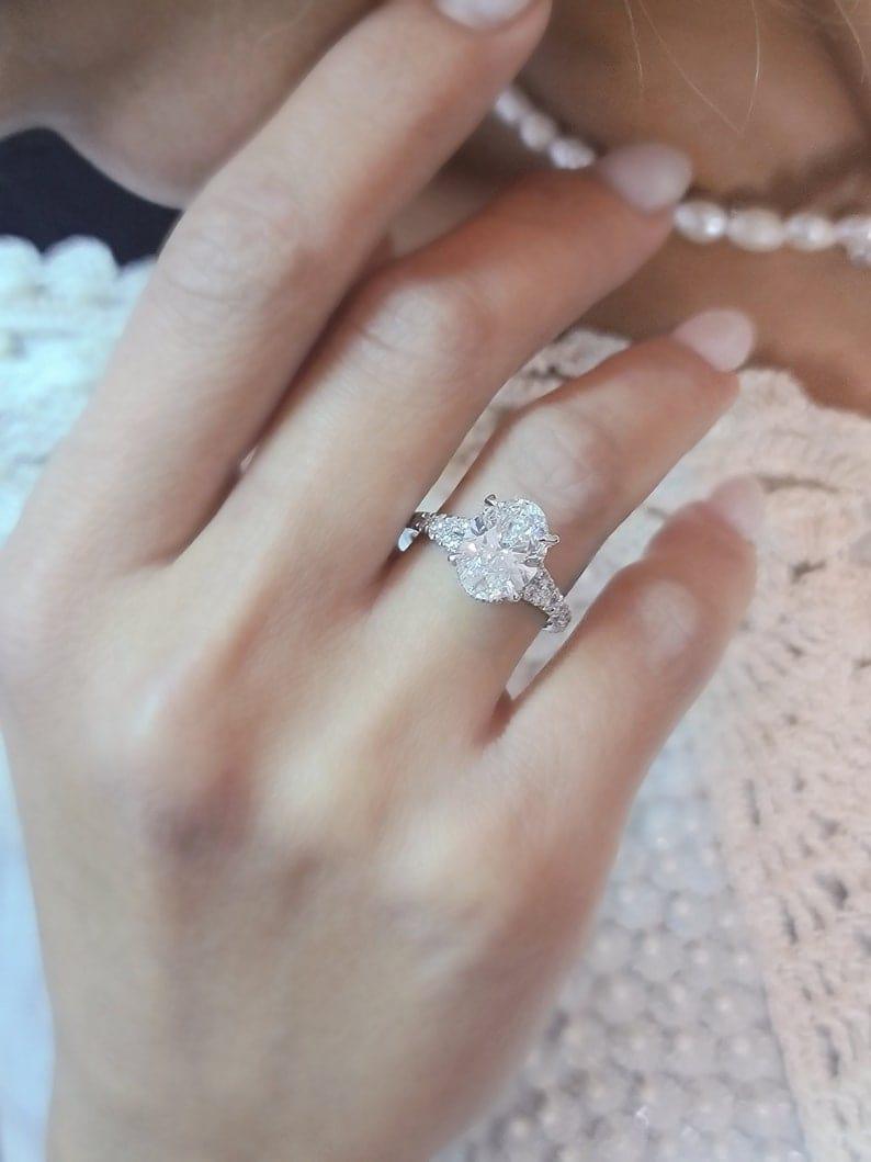1.00Ct Oval Lab Grown Diamond Engagement Ring With Matching Bridal Set - JBR Jeweler