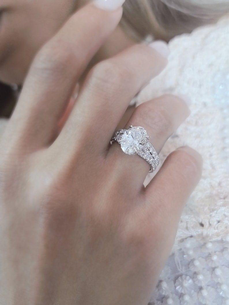 1.00Ct Oval Lab Grown Diamond Engagement Ring With Matching Bridal Set - JBR Jeweler