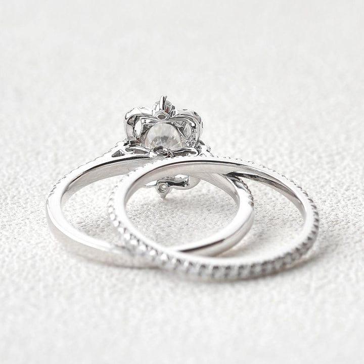 1.00CT Oval Lab-Grown Diamond Vintage Bridal Set With Wedding Band(2Pcs) - JBR Jeweler