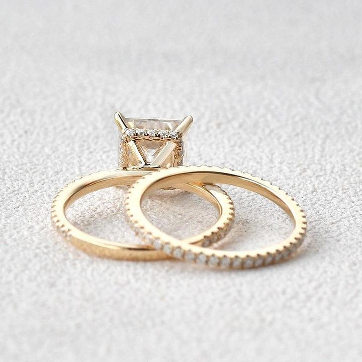 1.00CT Princess Cut Lab Grown Diamond Wedding Ring Set with Band (2PCS) - JBR Jeweler