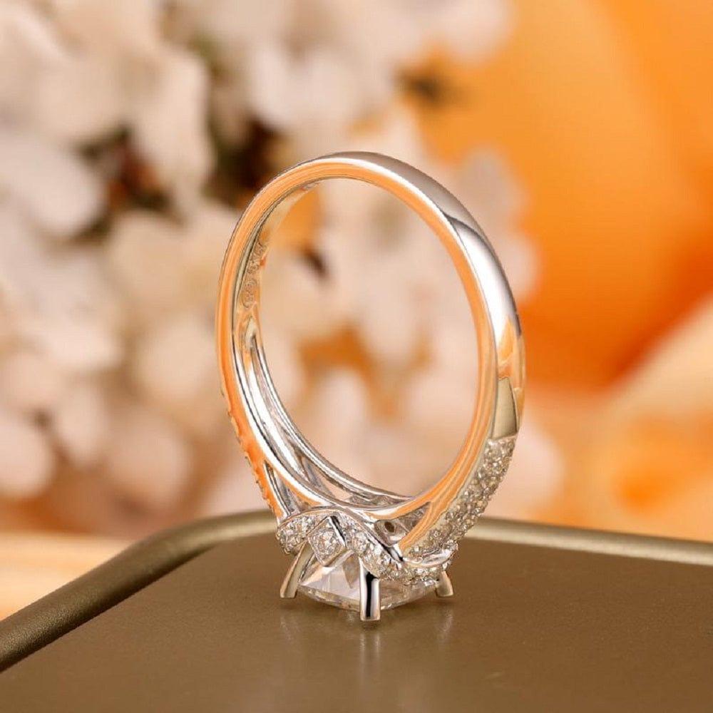 1.00CT Princess Cut White Gold Split Shank Moissanite Wedding Engagement Ring - JBR Jeweler