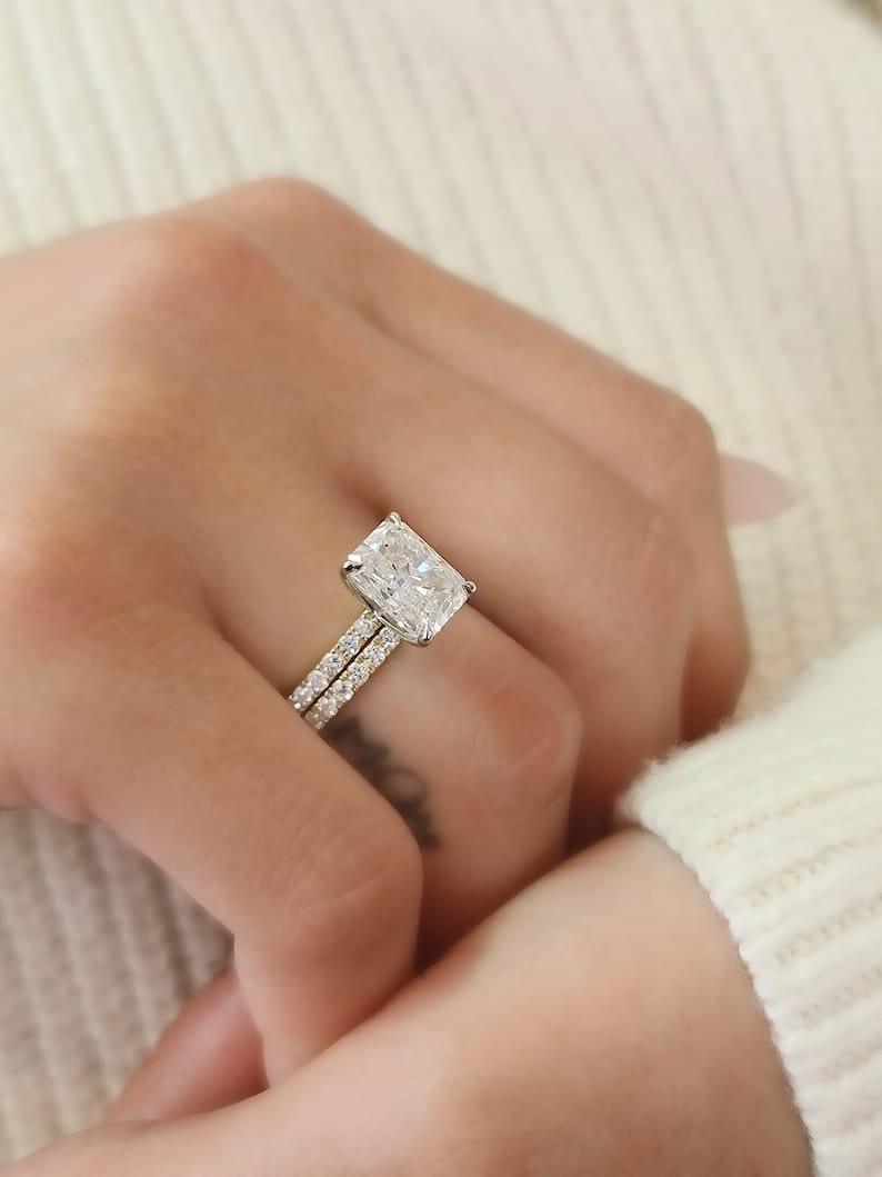 Crystal Engagement Ring and Eternity Band Set main image 0