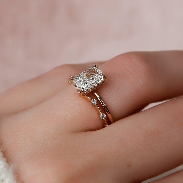 1.00Ct Radiant Lab Diamond Wedding Ring Set With Eternity Band(2PCS) - JBR Jeweler