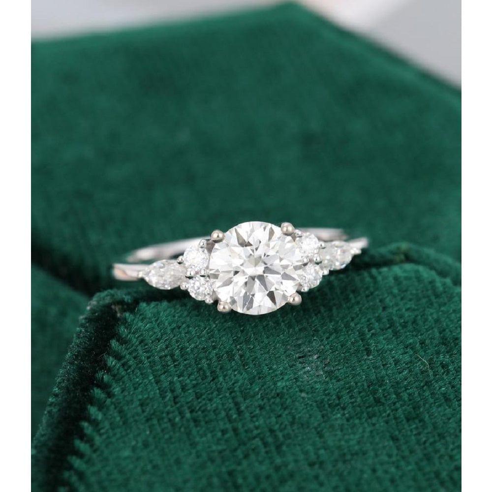 1.00CT Round Cut Promise Anniversary White Gold Unique Moissanite Wedding Engagement Ring - JBR Jeweler