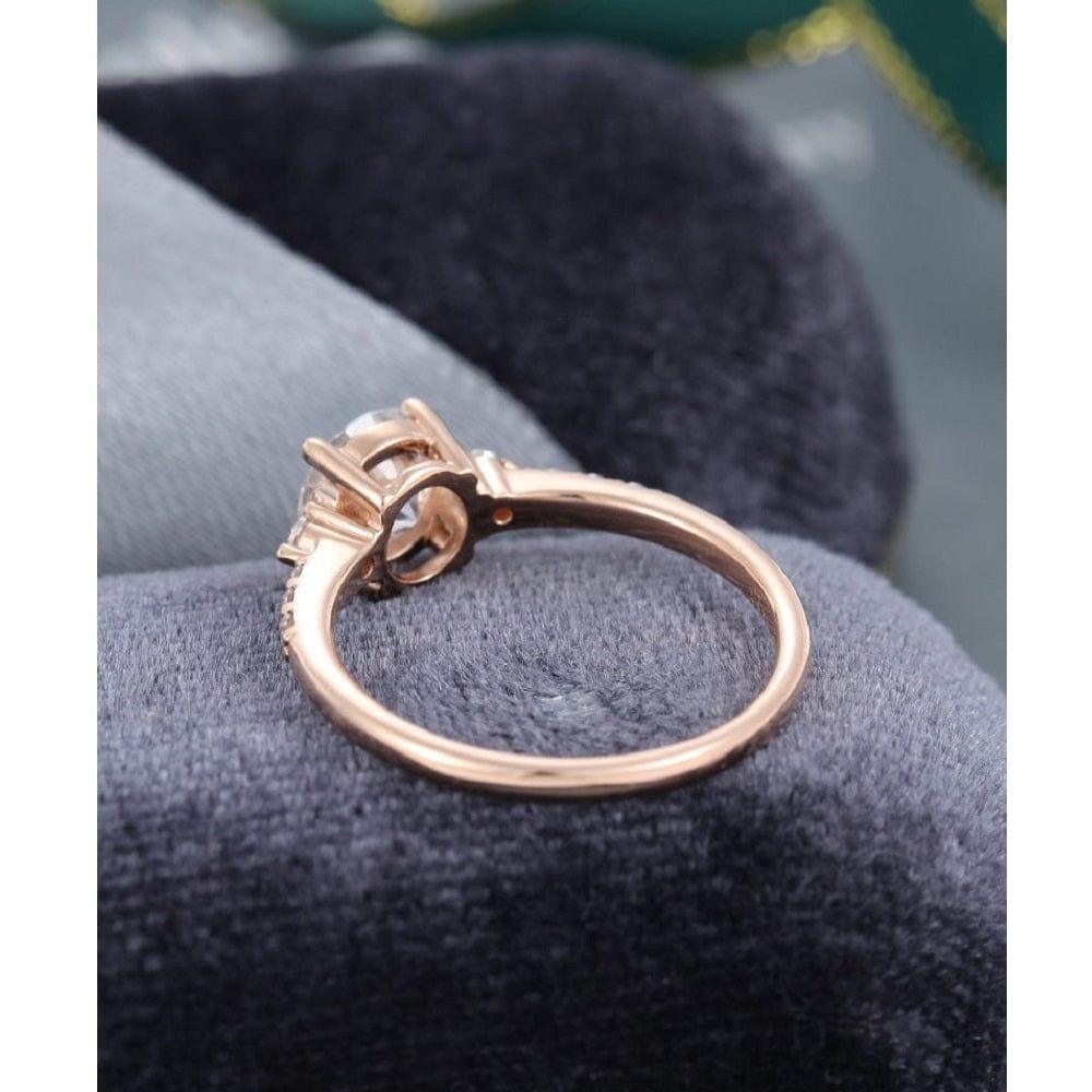 1.00CT Round Cut Rose Gold Side Stone Half Eternity Solitaire Moissanite Engagement Ring - JBR Jeweler