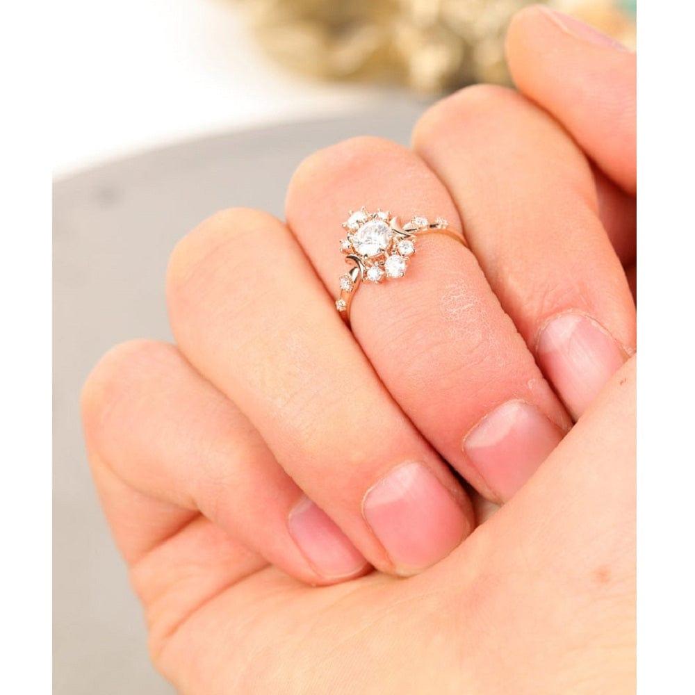 1.00CT Round Cut Rose Gold Unique Bridal Promise Moissanite Engagement Ring - JBR Jeweler