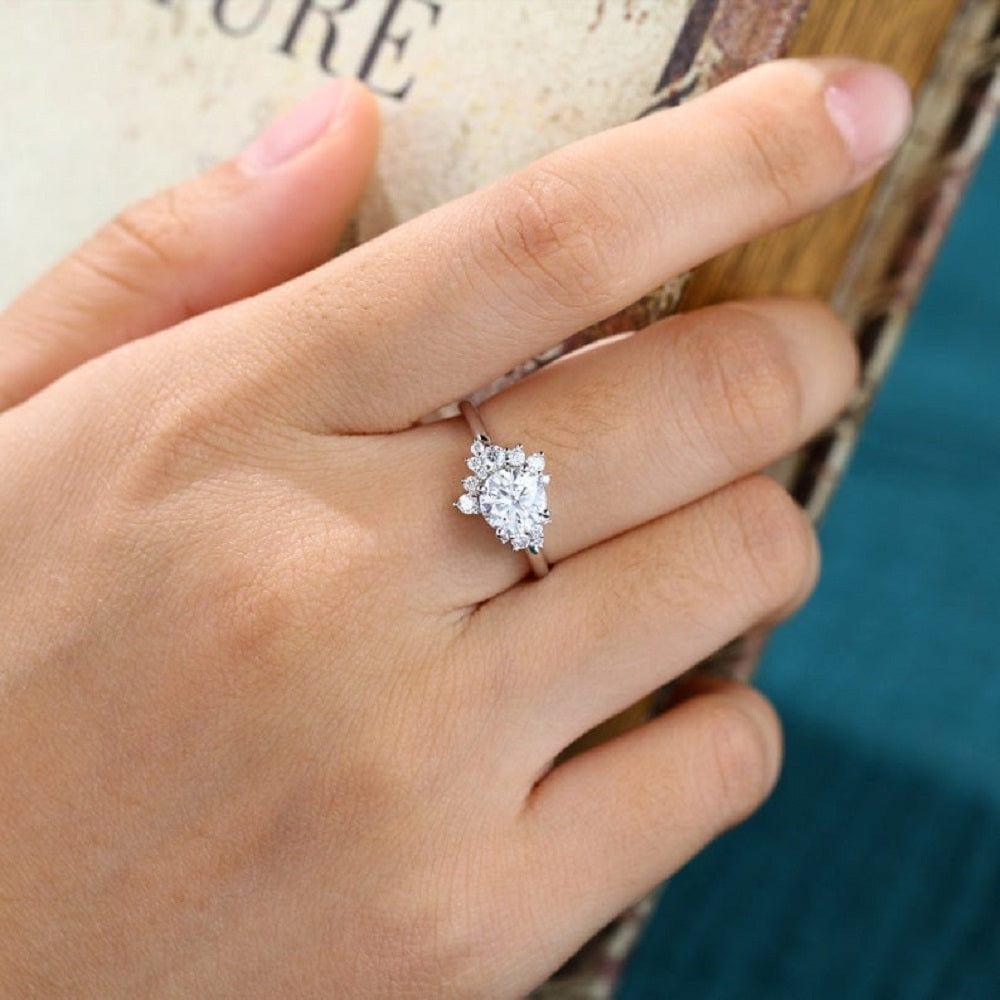 1.00CT Round Cut White Gold Antique Moon Style Promise Anniversary Moissanite Engagement Ring - JBR Jeweler