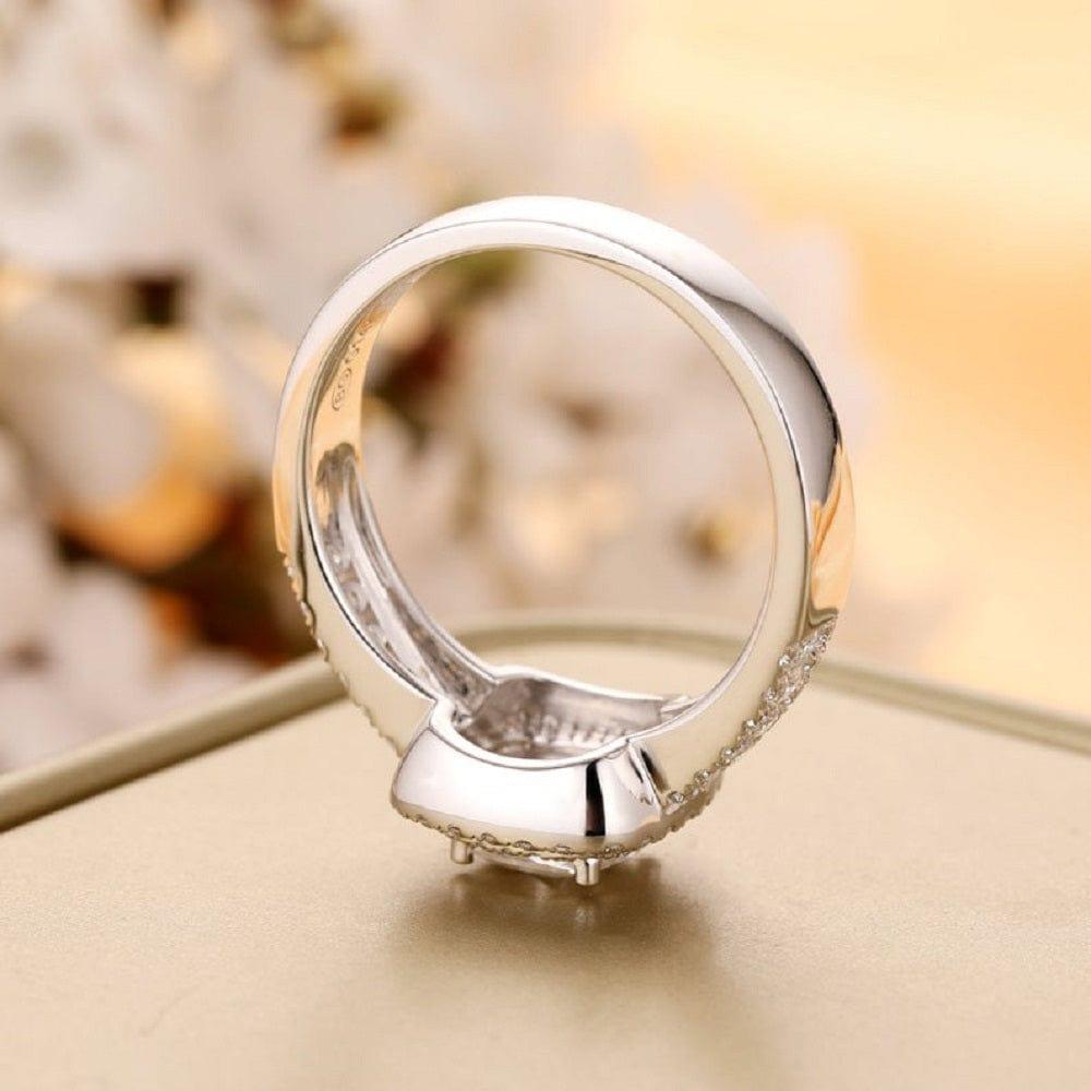 1.00CT Round Cut White Gold Brilliant Double Halo Moissanite Engagement Wedding Ring - JBR Jeweler
