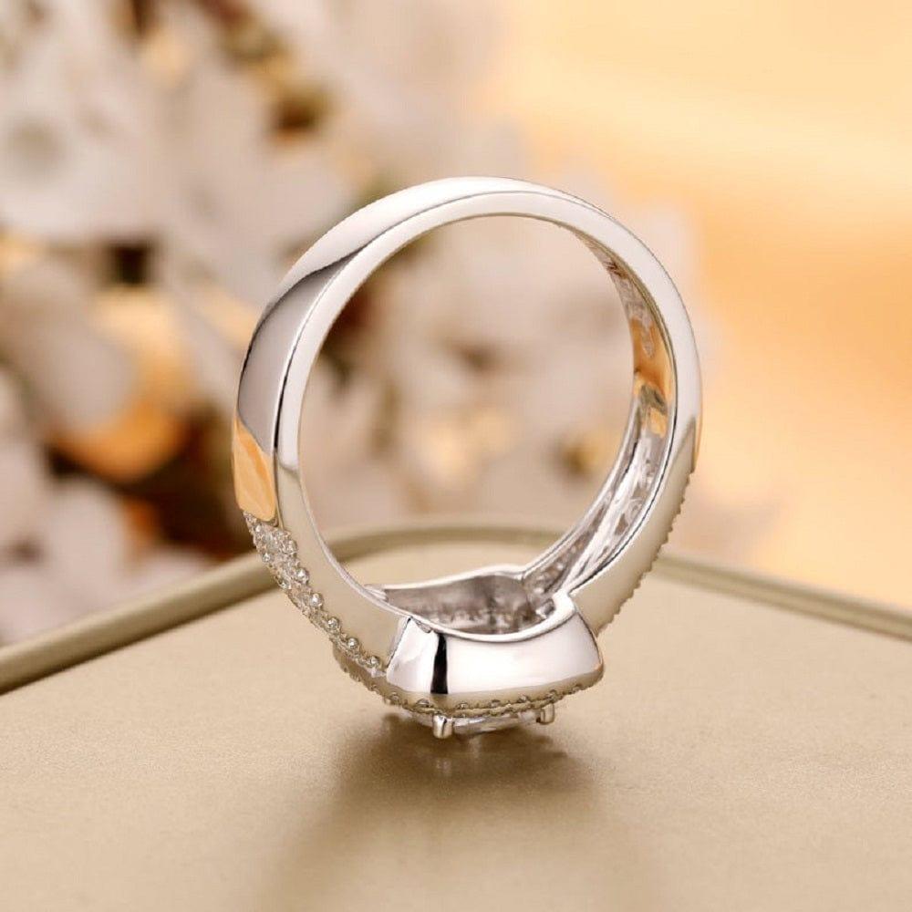 1.00CT Round Cut White Gold Brilliant Double Halo Moissanite Engagement Wedding Ring - JBR Jeweler