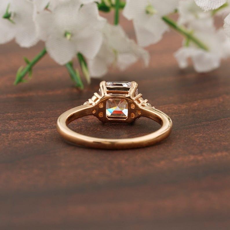 1.50 CT Asscher Diamond Cluster Moissanite Engagement Ring - JBR Jeweler