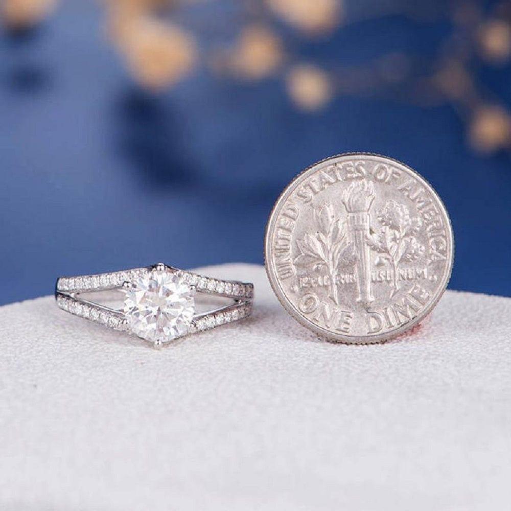1.50 CT Round Cut Split Shank Gold Minimalist Moissanite Engagement Ring - JBR Jeweler
