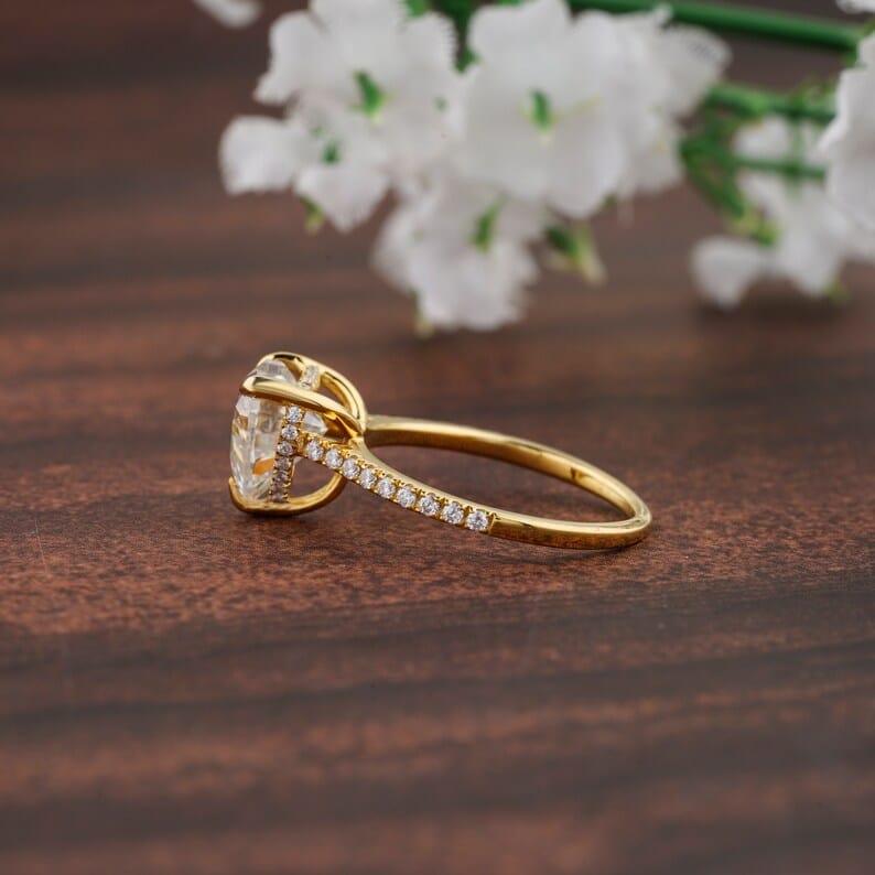 1.50CT Heart Diamond Cluster Solitaire Moissanite Engagement Ring - JBR Jeweler