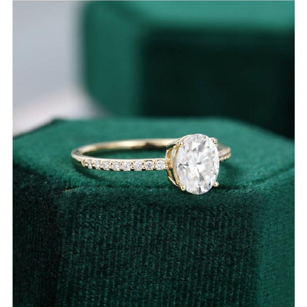 1.50CT Oval Cut Half Eternity Solitaire Diamond Wedding Moissanite Engagement Ring - JBR Jeweler