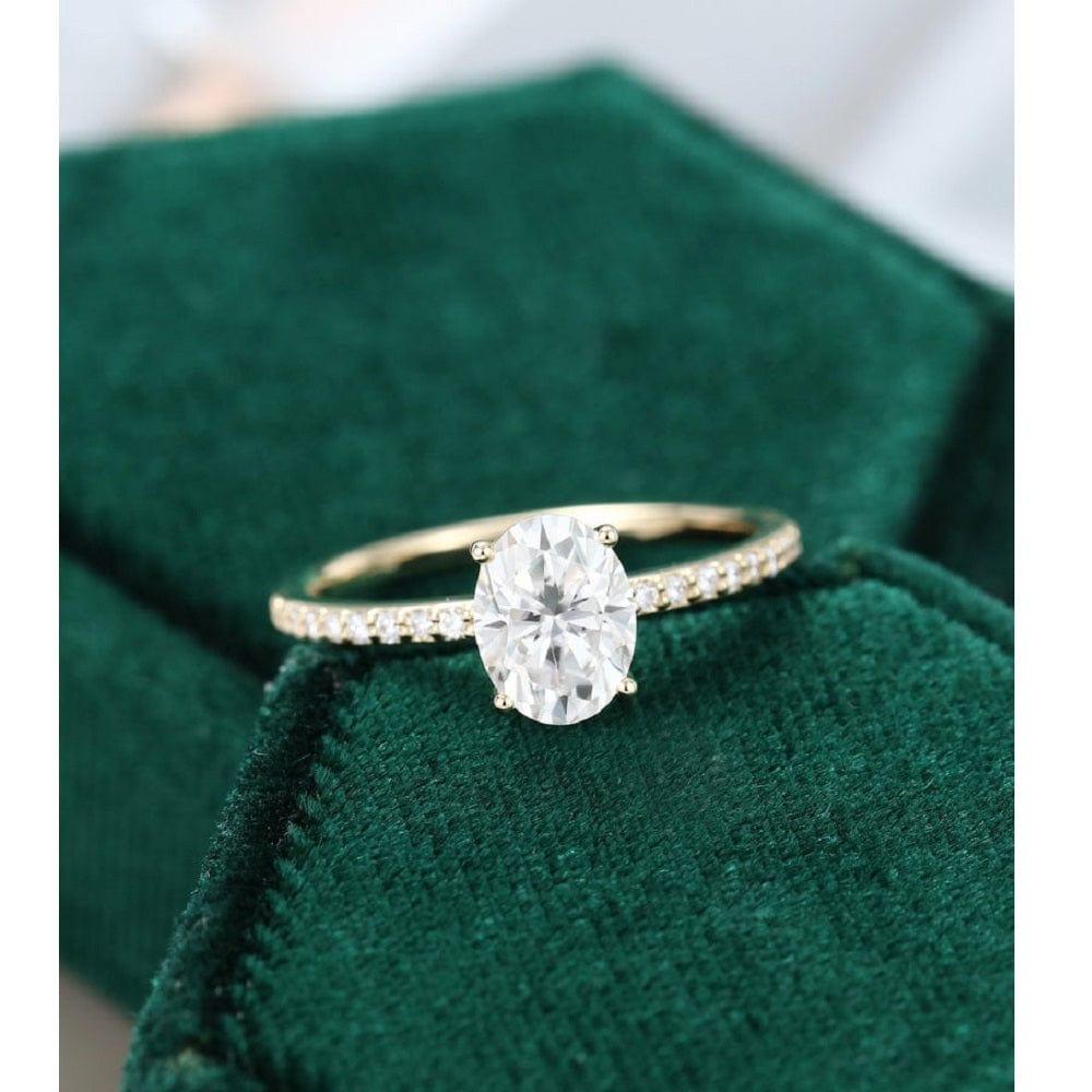 1.50CT Oval Cut Half Eternity Solitaire Diamond Wedding Moissanite Engagement Ring - JBR Jeweler