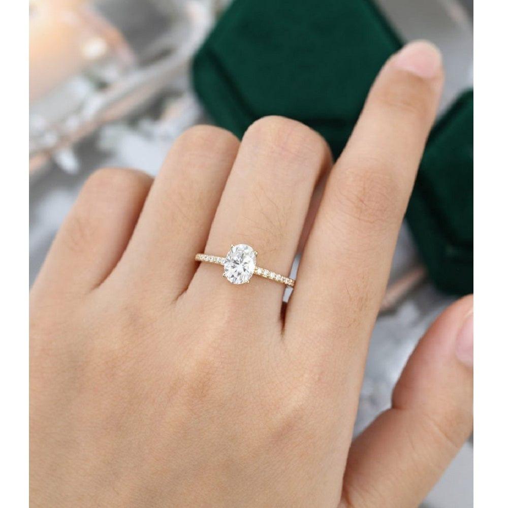 8.01 ct. DEW Oval Moissanite Engagement Ring in 10k Yellow Gold | BJ's  Wholesale Club