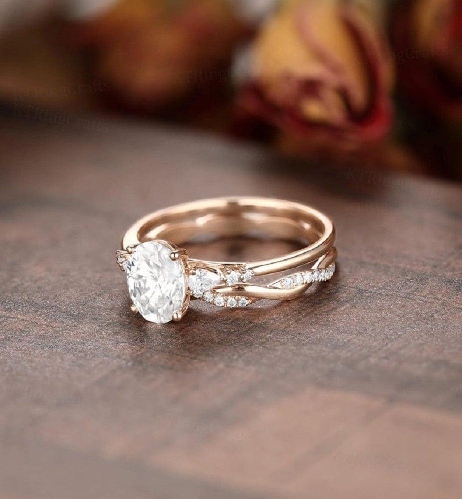 1.50CT Oval cut Rose Gold Wedding Ring with Stacking Ring Set - JBR Jeweler