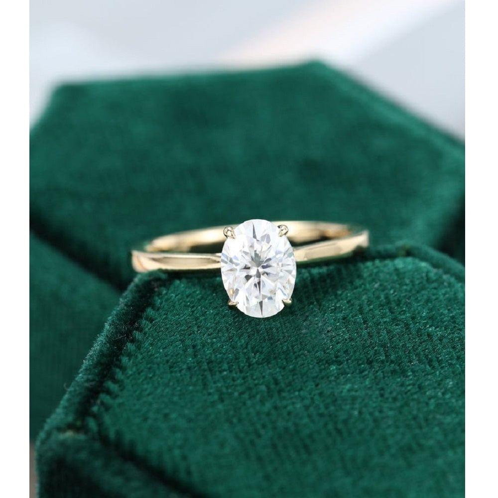 1.50CT Oval Cut Solitaire Bridal Anniversary Yellow Gold Moissanite Engagement Ring - JBR Jeweler