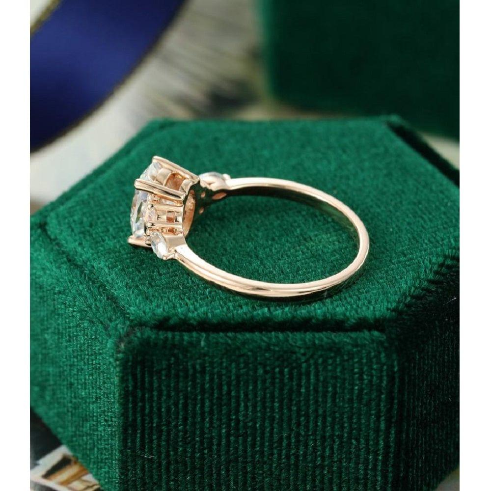 1.50CT Oval Cut Unique Cluster Rose Gold Moissanite Engagement Ring Anniversary Gift - JBR Jeweler