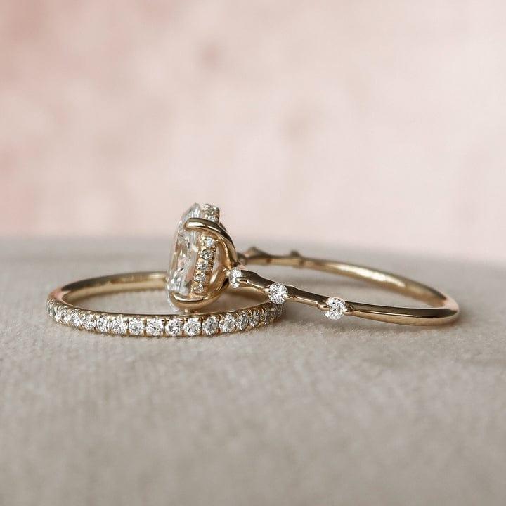 1.50CT Oval Lab-Grown Diamond Bridal Set With Wedding Band(2Pcs) - JBR Jeweler