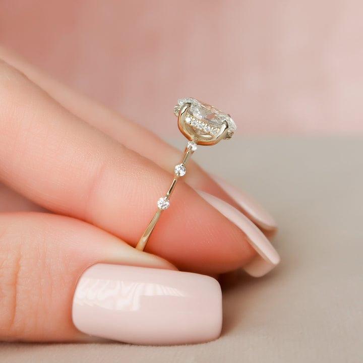 1.50CT Oval Lab-Grown Diamond Bridal Set With Wedding Band(2Pcs) - JBR Jeweler