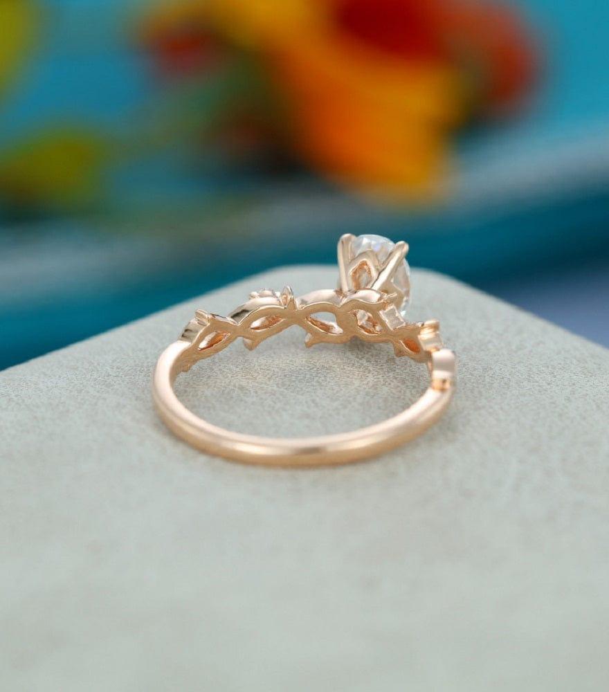 1.50Ct Oval Shaped Twig Yellow gold Women Diamond Moissanite Engagement Ring - JBR Jeweler