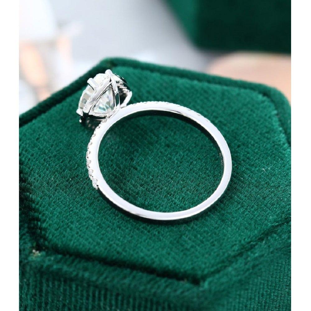 1.50CT Pear Cut White Gold Halo Set Half Eternity Moissanite engagement ring - JBR Jeweler
