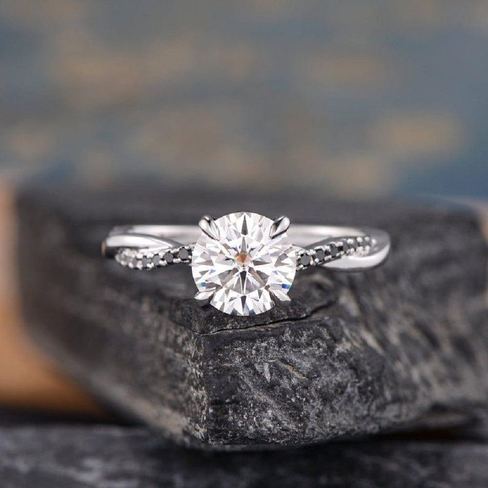 1.50CT Round Cut Infinity BlackWhite Gold Moissanite Diamond Engagement Ring - JBR Jeweler