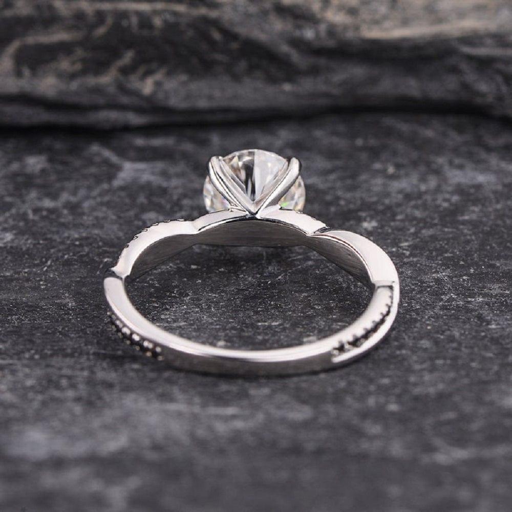 1.50CT Round Cut Infinity BlackWhite Gold Moissanite Diamond Engagement Ring - JBR Jeweler