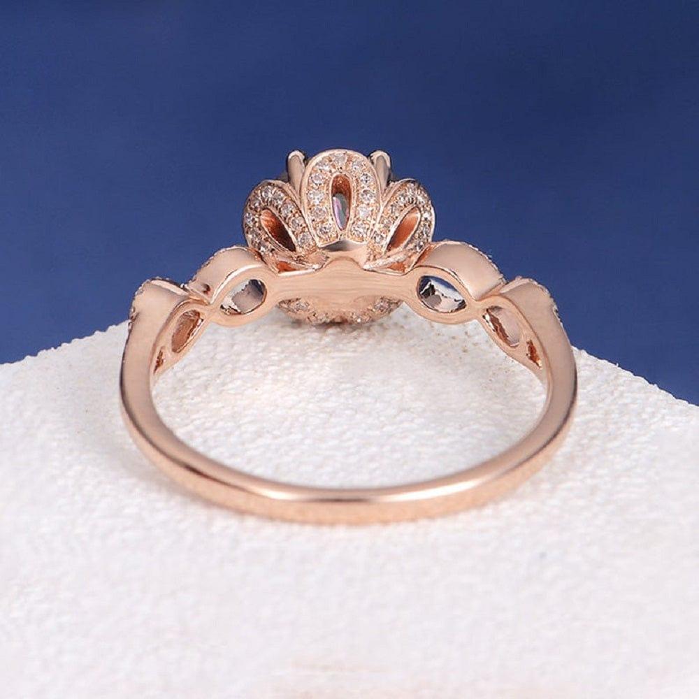 1.50CT Round Cut Rose Gold Infinity Love Halo Wedding Moissanite Engagement Ring - JBR Jeweler