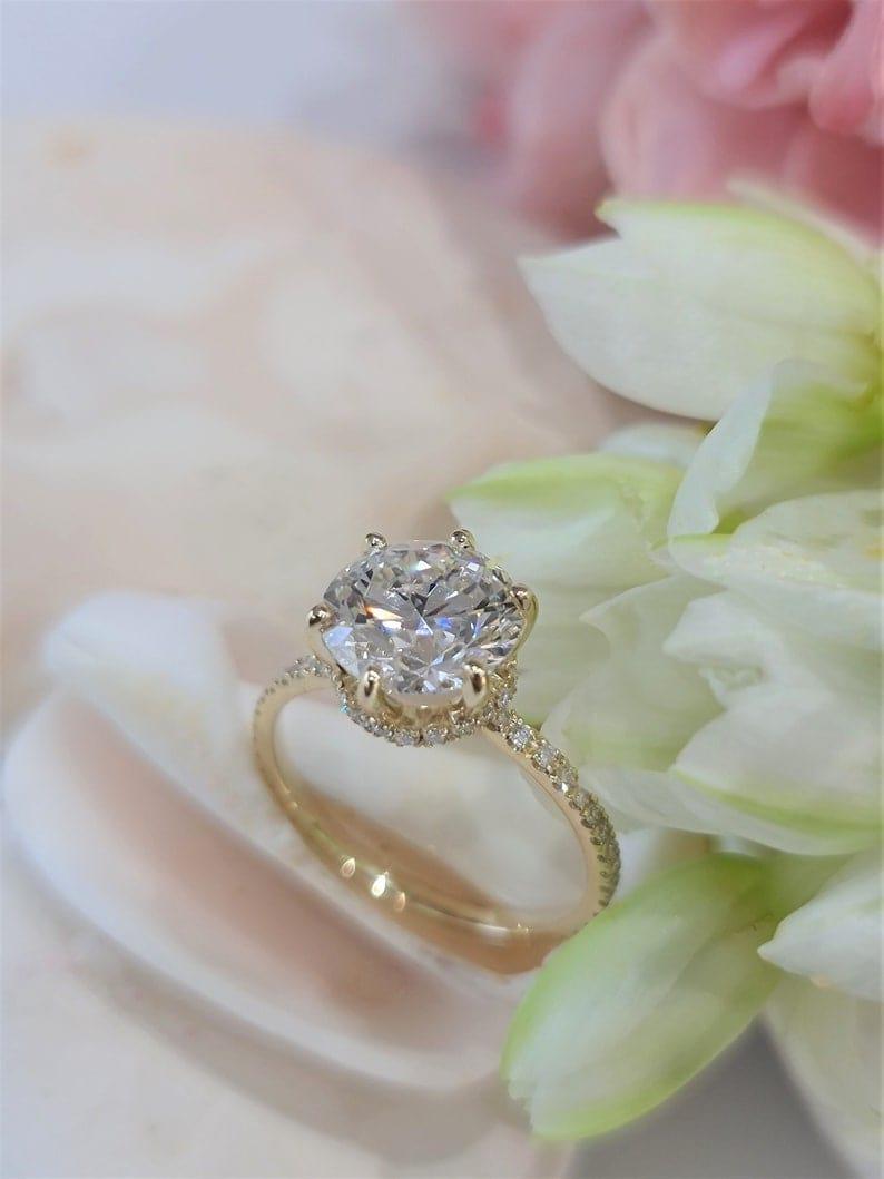 1.50CT Round Cut Under Halo Lab-Grown Diamond Engagement Ring - JBR Jeweler