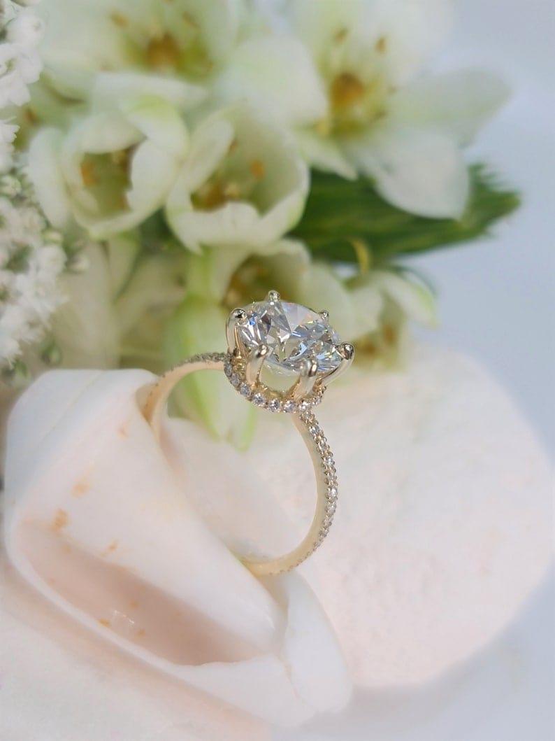 1.50CT Round Cut Under Halo Lab-Grown Diamond Engagement Ring - JBR Jeweler