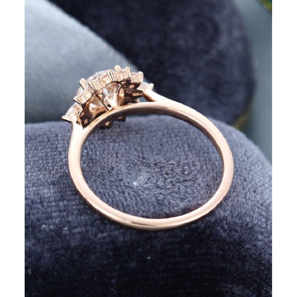 1.50CT Round Cut Vintage Rose Gold Halo Flower Moissanite Wedding Engagement Ring - JBR Jeweler