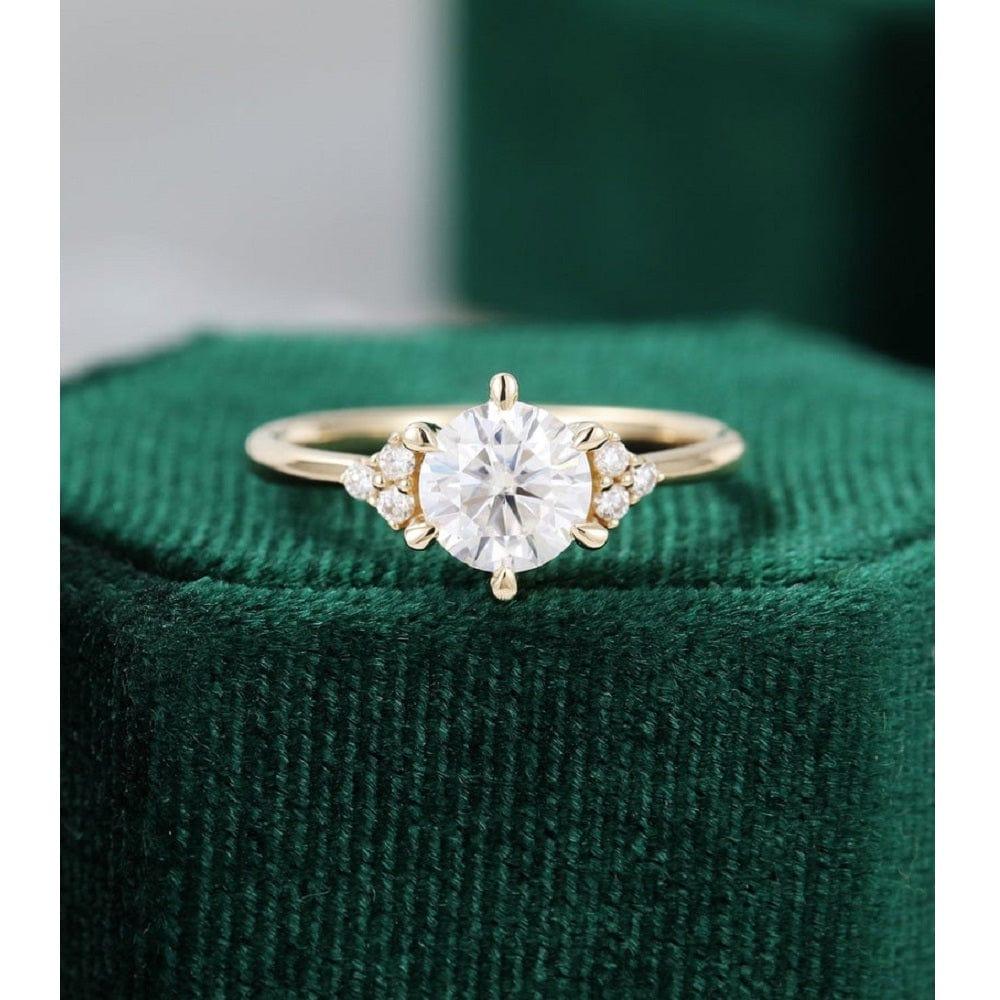 1.50Ct Round Cut Yellow Gold Bridal Solitaire Moissanite Engagement Wedding Ring - JBR Jeweler