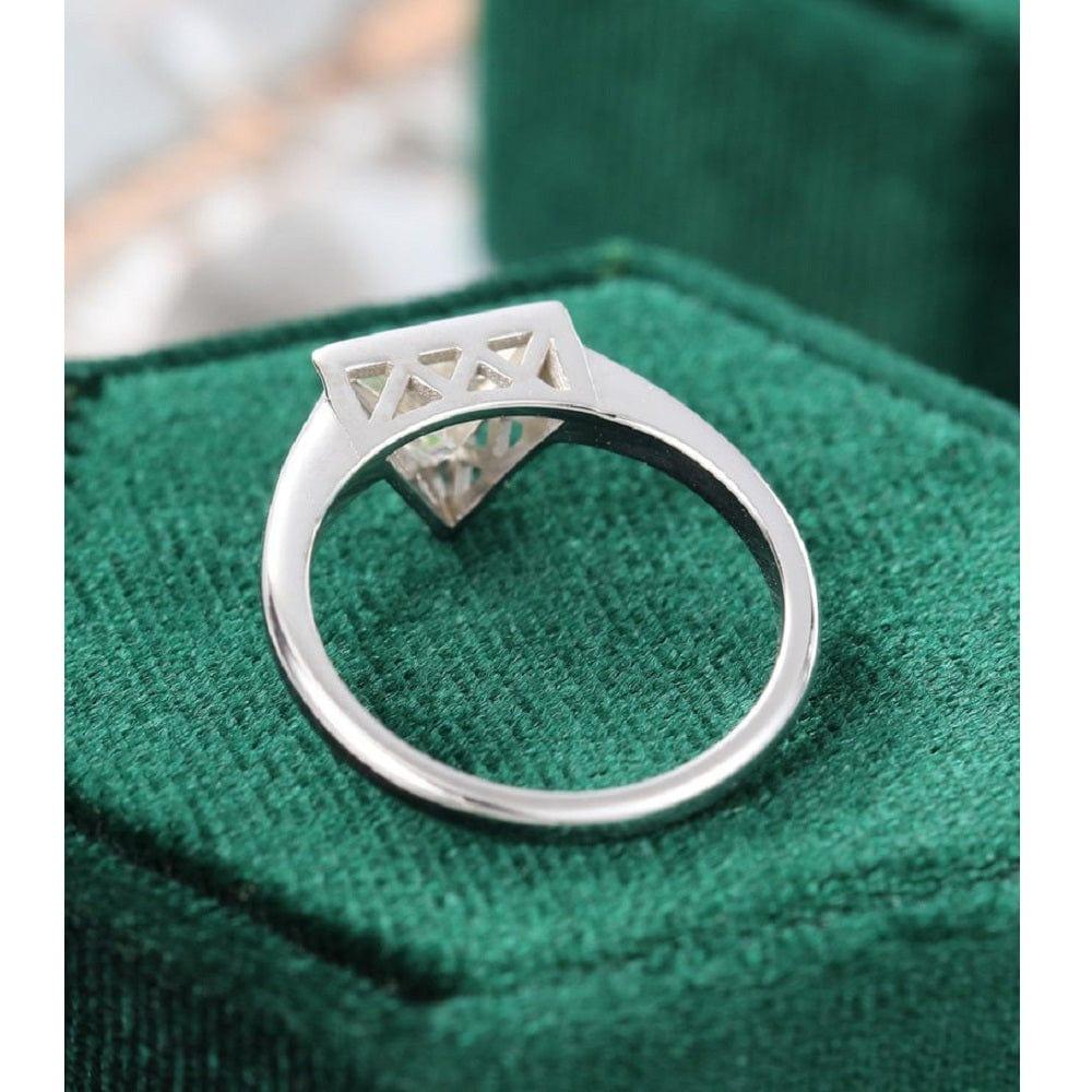 1.50CT Unique Triangle White Gold Minimalist Bridal Promise Moissanite Engagement Ring - JBR Jeweler