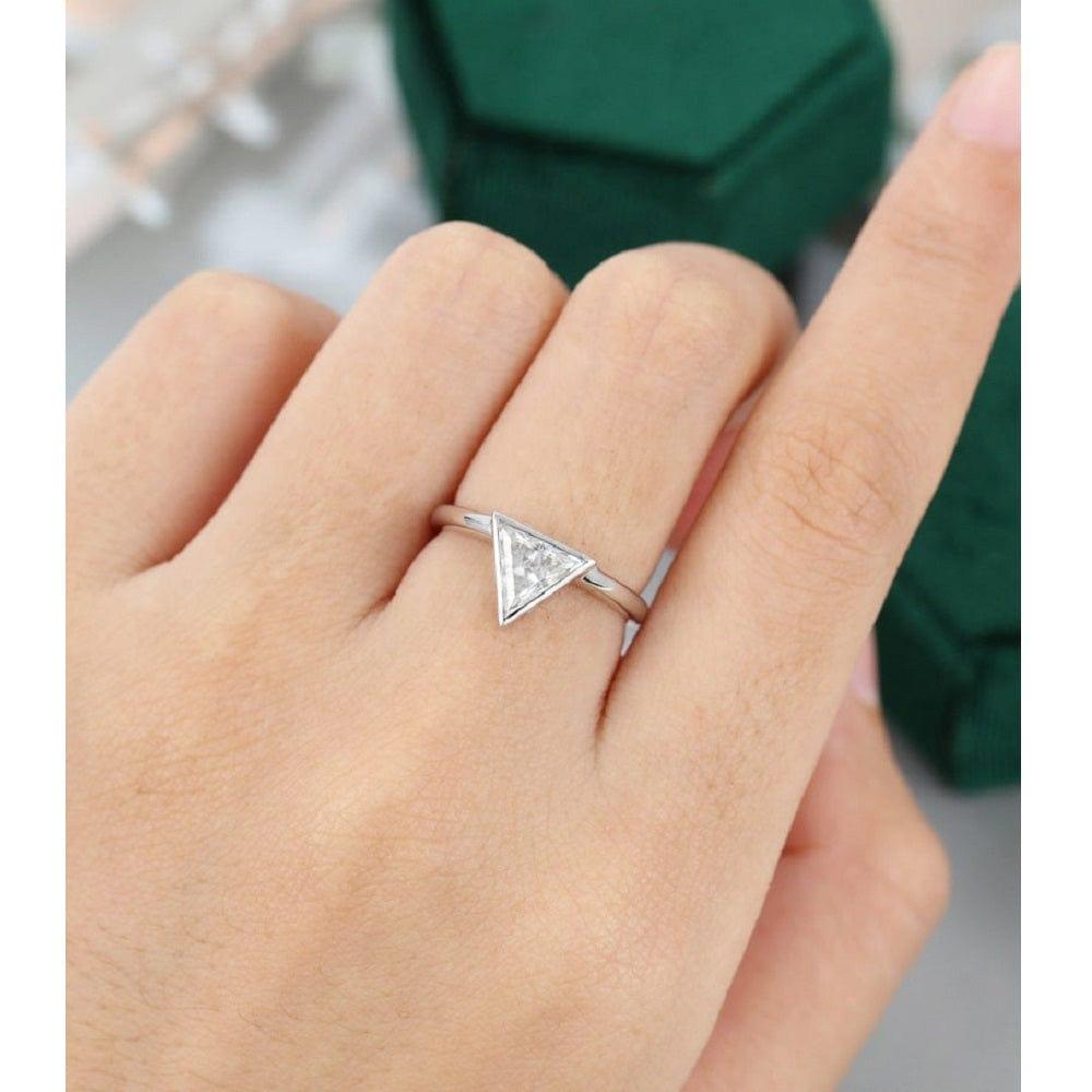 1.50CT Unique Triangle White Gold Minimalist Bridal Promise Moissanite Engagement Ring - JBR Jeweler
