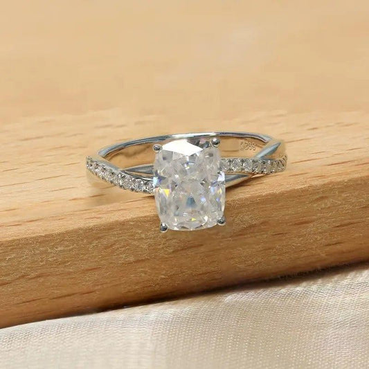 1.5Ct Cushion Cut Lab Grown Diamond Twist Shank Engagement Ring - JBR Jeweler