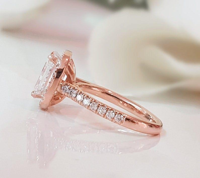 1.5CT Emerald Cut Halo Certified Lab-Grown Diamond Engagement Ring - JBR Jeweler