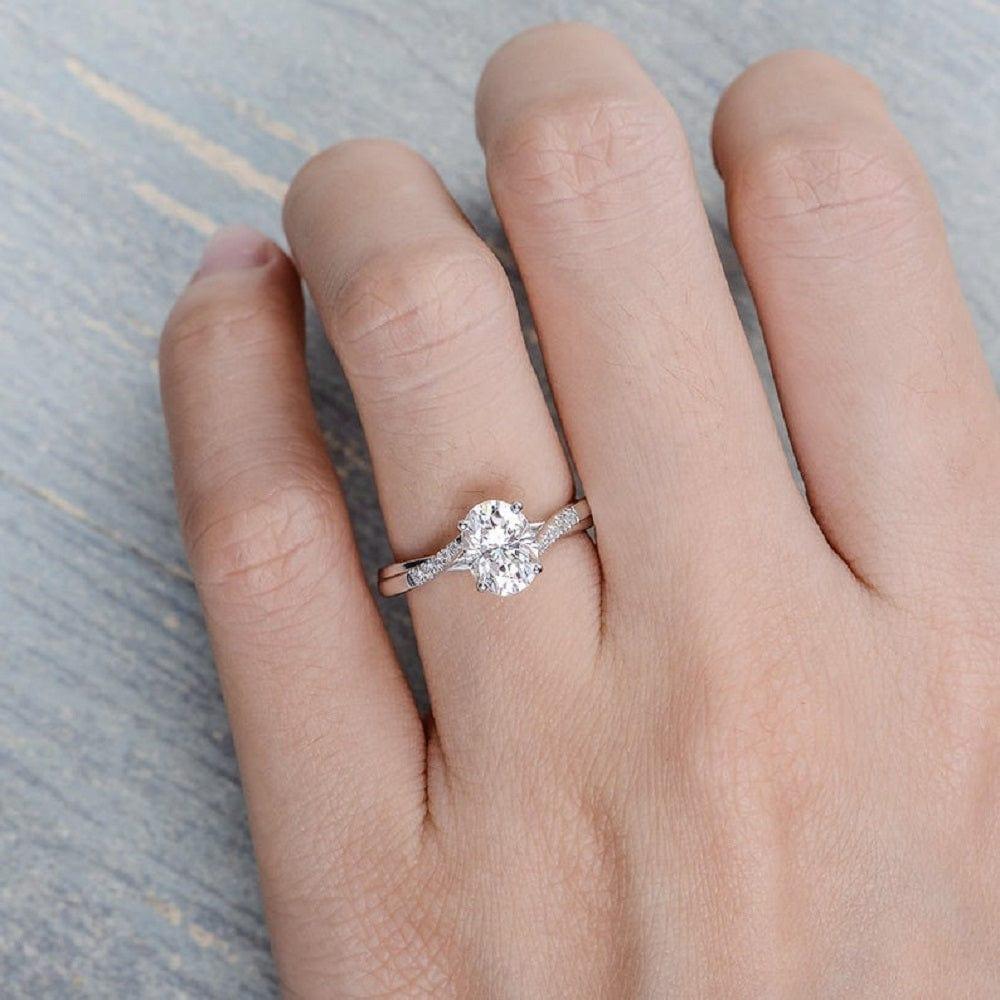 1.5ct Oval Cut Infinity Cathedral Set White Gold Moissanite Engagement Ring - JBR Jeweler