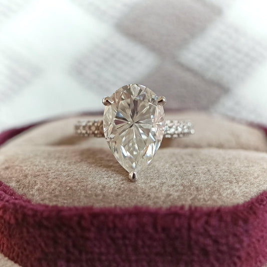 1.5CT Pear Cut Double Under Halo Lab-Grown Diamond Engagement Ring - JBR Jeweler