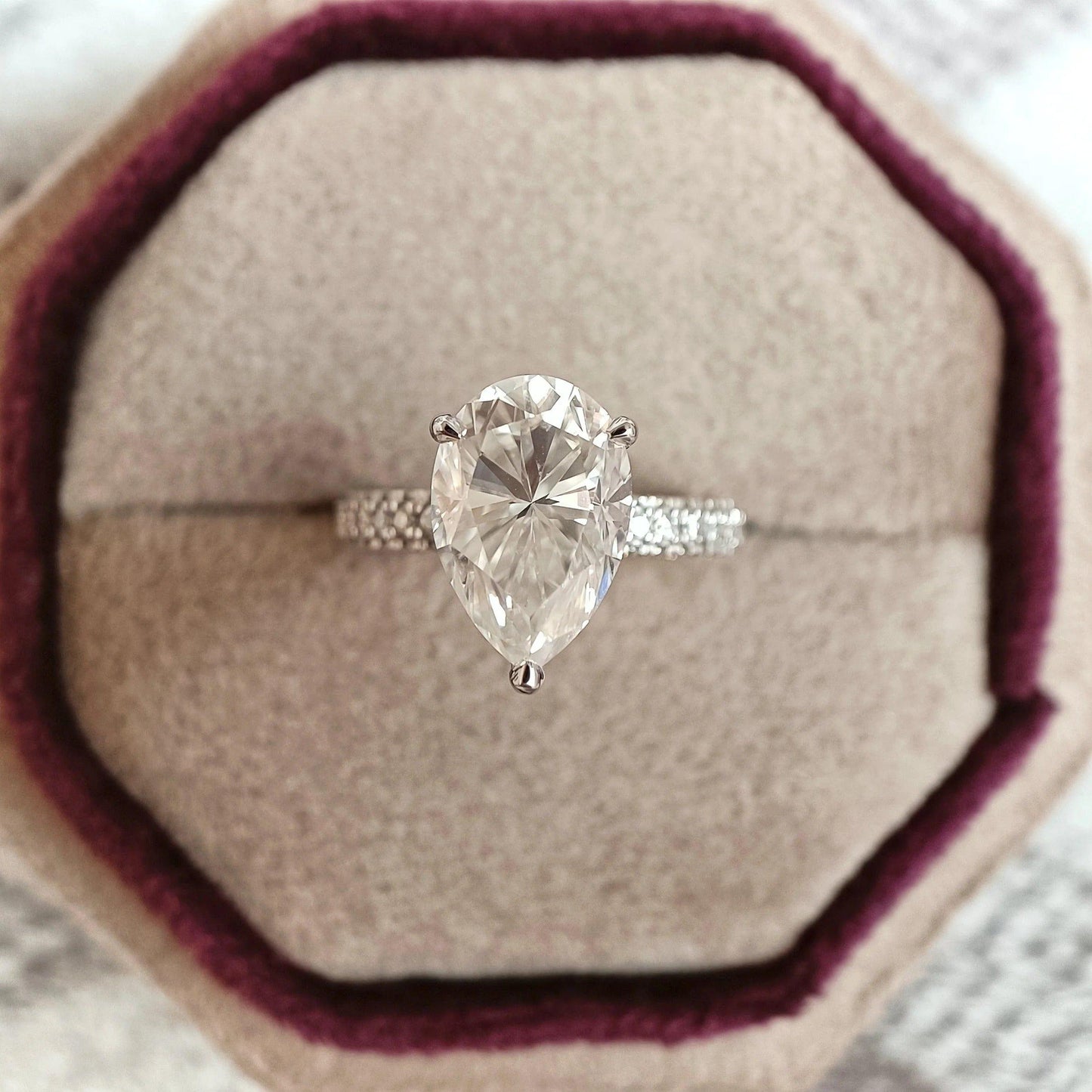 1.5CT Pear Cut Double Under Halo Lab-Grown Diamond Engagement Ring - JBR Jeweler