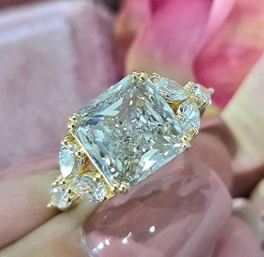 1.5CT Princess Cut Certified Lab-Grown Diamond Side Stone Pear Engagement Ring - JBR Jeweler